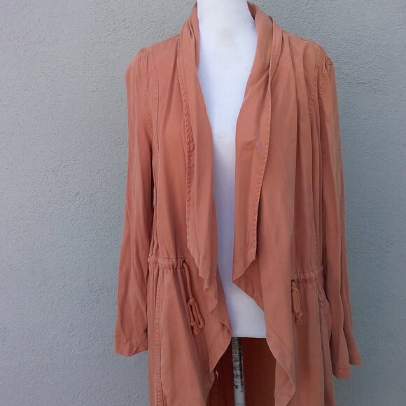 Max Jeans Jacket Women's Size Med Desert Color Open Front tie waist Tencel Fall - Picture 3 of 7